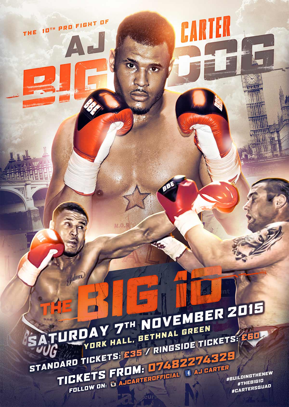 aj carter boxing poster design