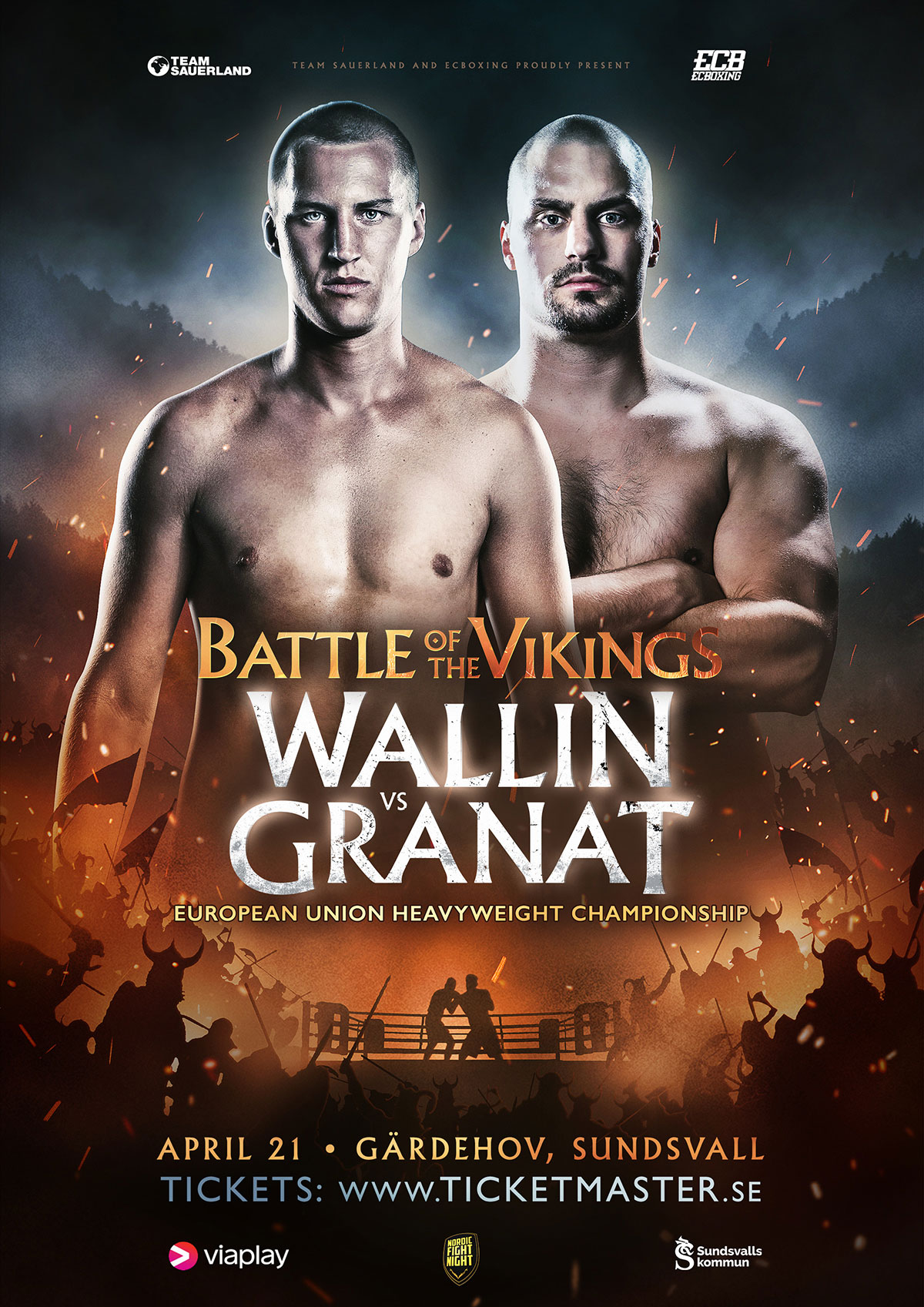 poster for the battle of the vikings heavyweight boxing fight in Sweden