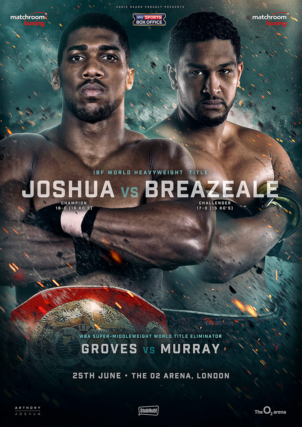 anthony joshua vs dominic breazeale IBF championship title fightboxing poster design